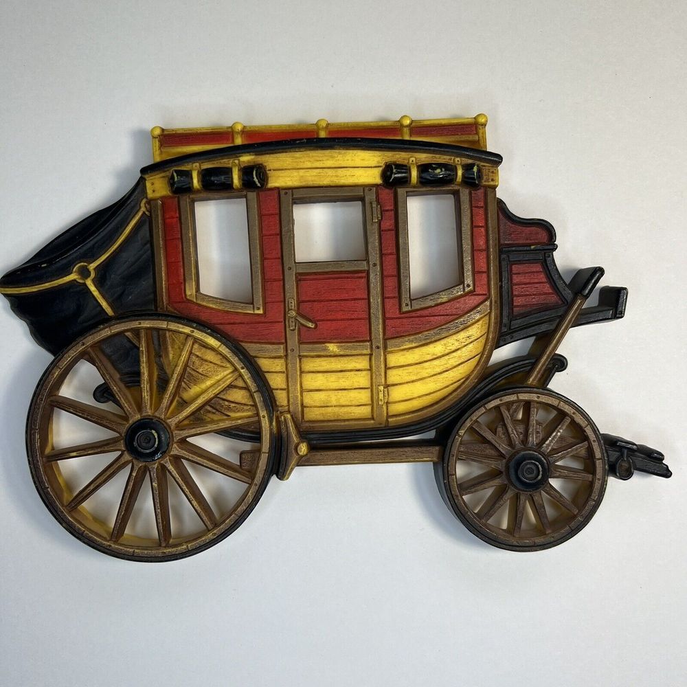 Vintage 1975 Train Trolley‎ and Stage Coach Set Wall Decor USA Home Interior MCM - Picture 5 of 6